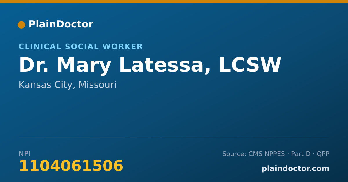 Shareable card for Mary Latessa, LCSW - Clinical Social Worker, Kansas City, MO