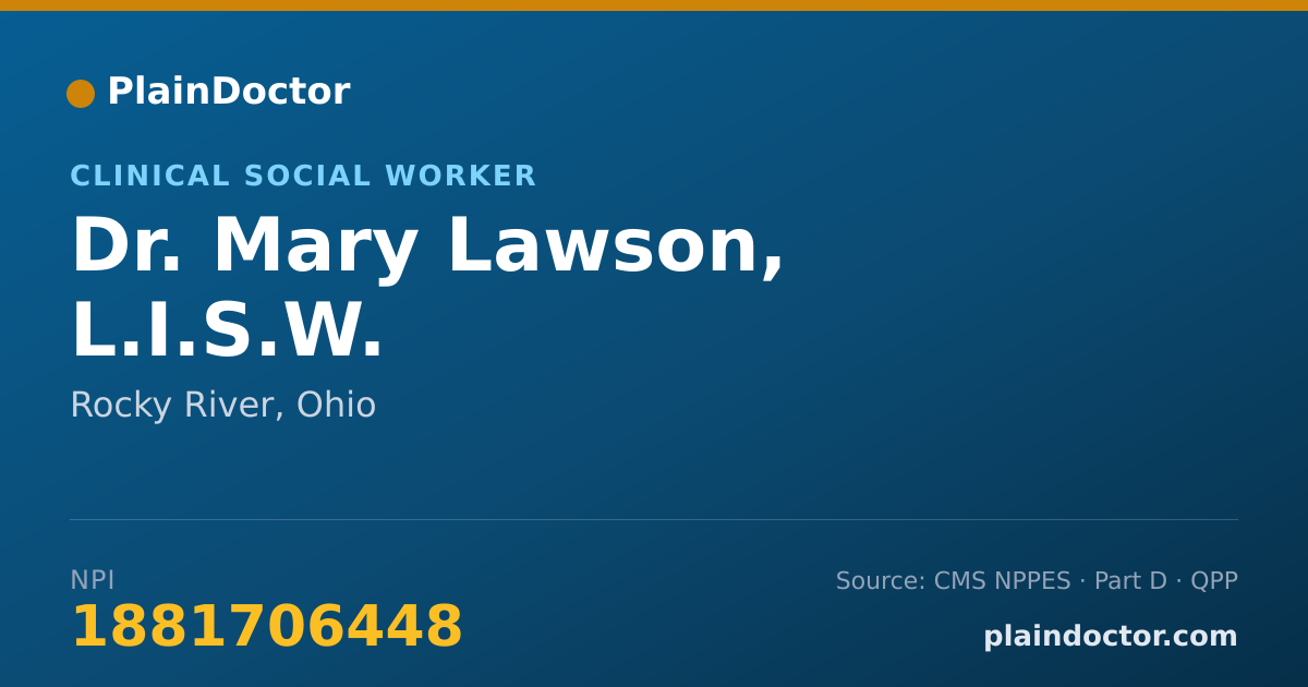 Shareable card for Mary Lawson, L.I.S.W. - Clinical Social Worker, Rocky River, OH