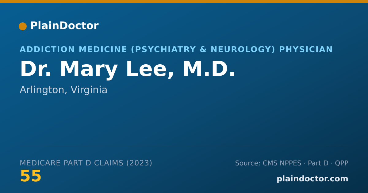 Shareable card for Mary Lee, M.D. - Addiction Medicine (Psychiatry & Neurology) Physician, Arlington, VA