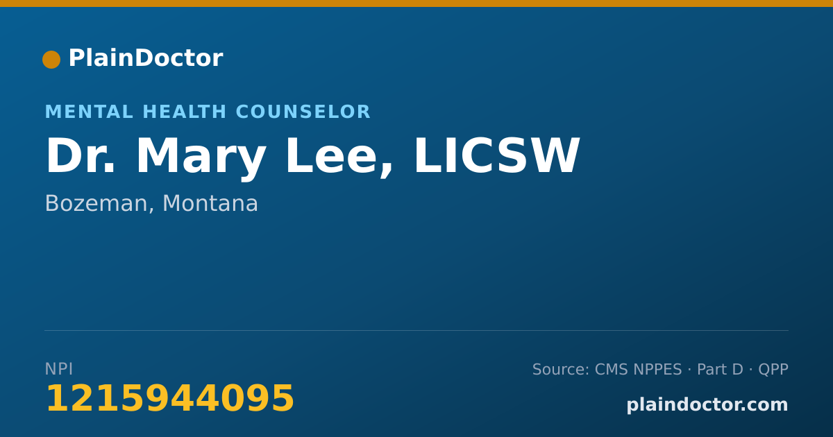 Shareable card for Mary Lee, LICSW - Mental Health Counselor, Bozeman, MT
