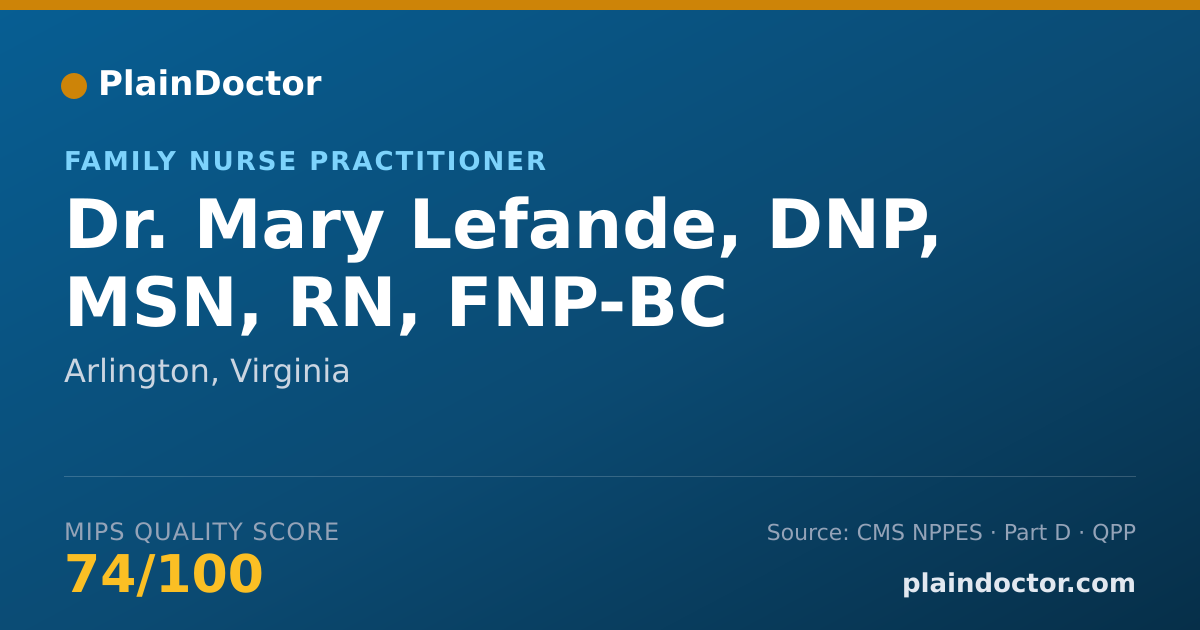 Shareable card for Mary Lefande, DNP, MSN, RN, FNP-BC - Family Nurse Practitioner, Arlington, VA