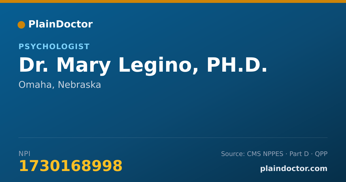 Shareable card for Mary Legino, PH.D. - Psychologist, Omaha, NE