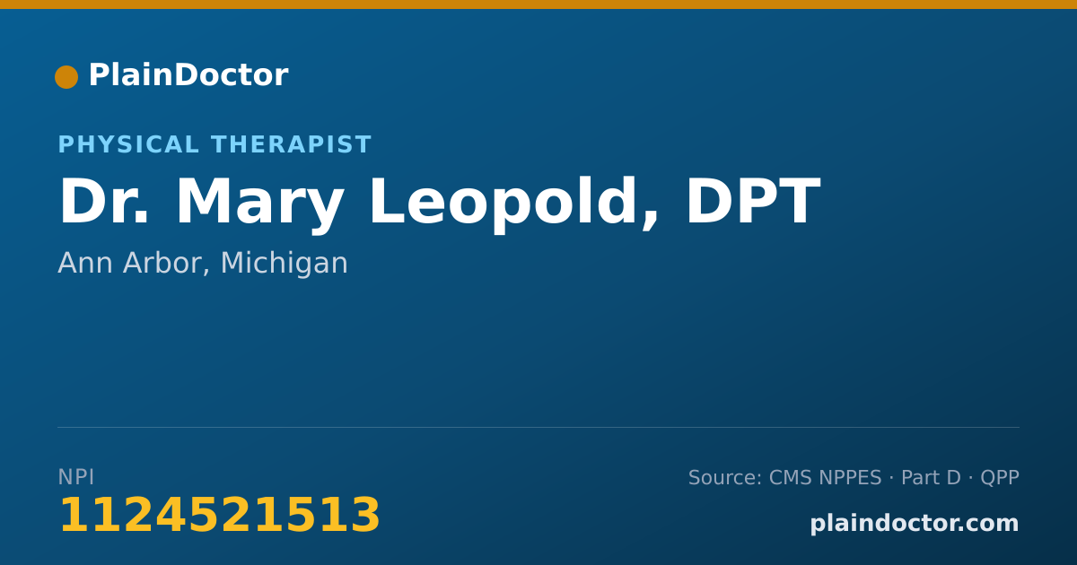 Shareable card for Mary Leopold, DPT - Physical Therapist, Ann Arbor, MI