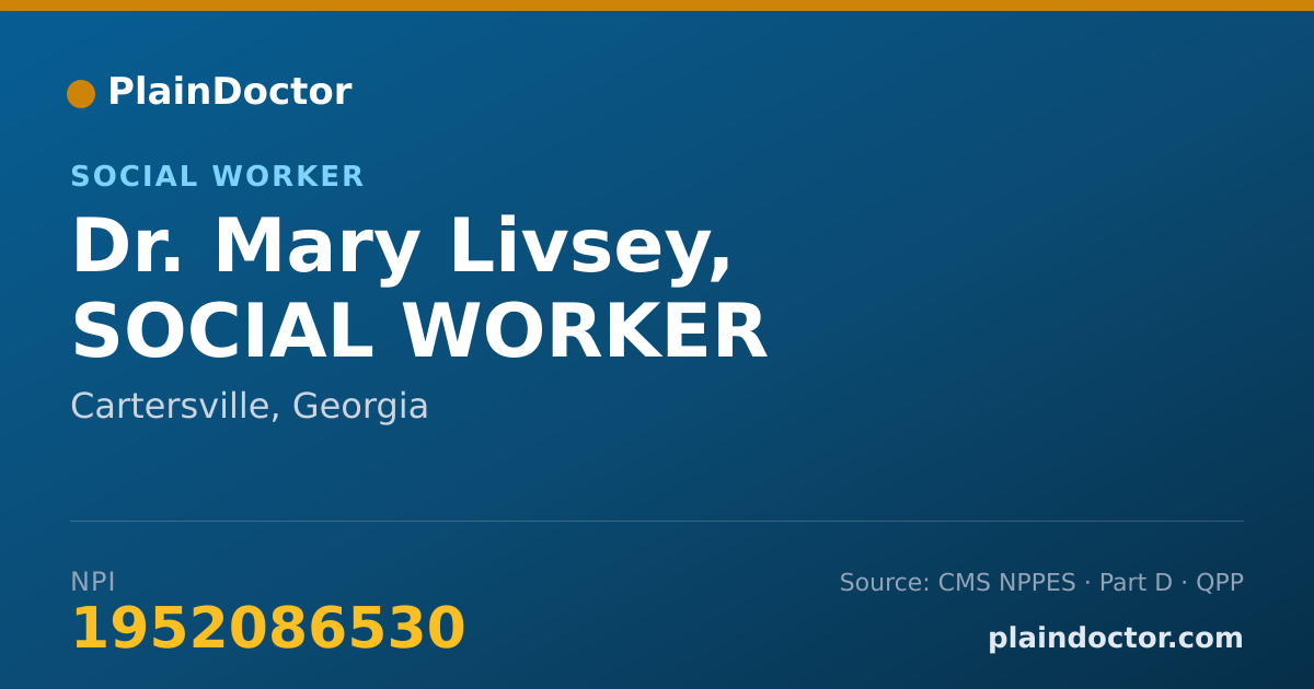 Shareable card for Mary Livsey, SOCIAL WORKER - Social Worker, Cartersville, GA