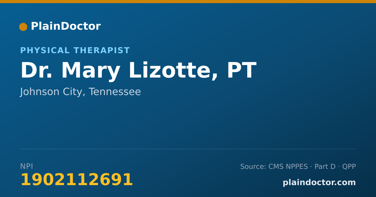Shareable card for Mary Lizotte, PT - Physical Therapist, Johnson City, TN