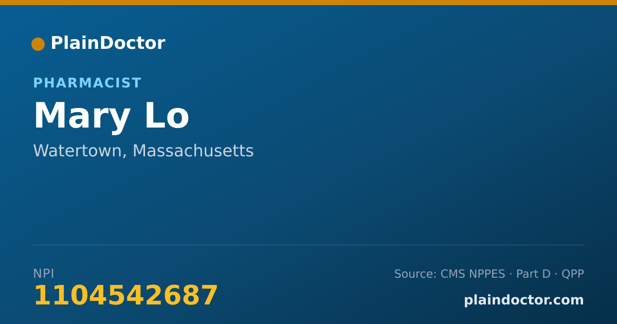 Shareable card for Mary Lo - Pharmacist, Watertown, MA
