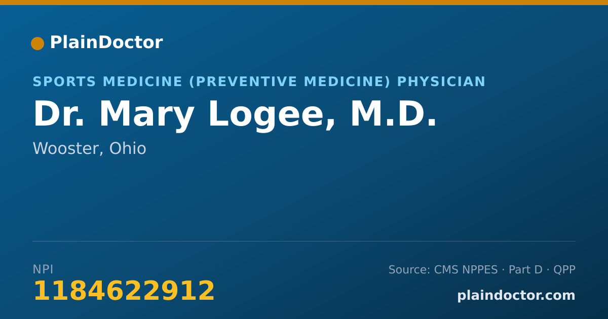 Shareable card for Mary Logee, M.D. - Sports Medicine (Preventive Medicine) Physician, Wooster, OH
