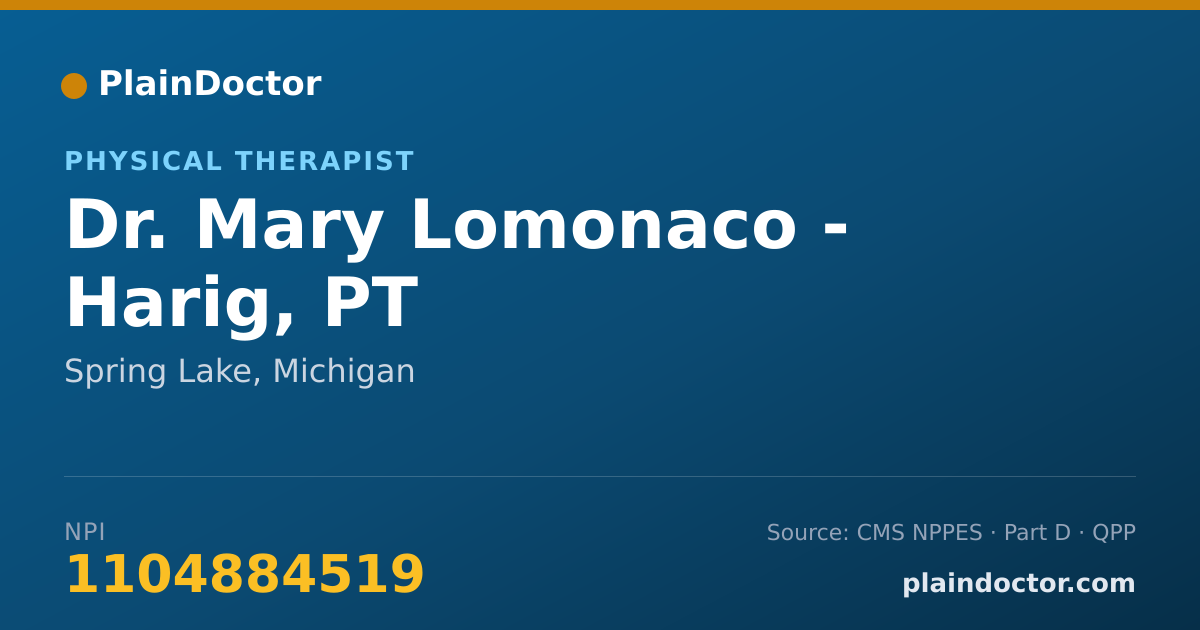 Shareable card for Mary Lomonaco - Harig, PT - Physical Therapist, Spring Lake, MI