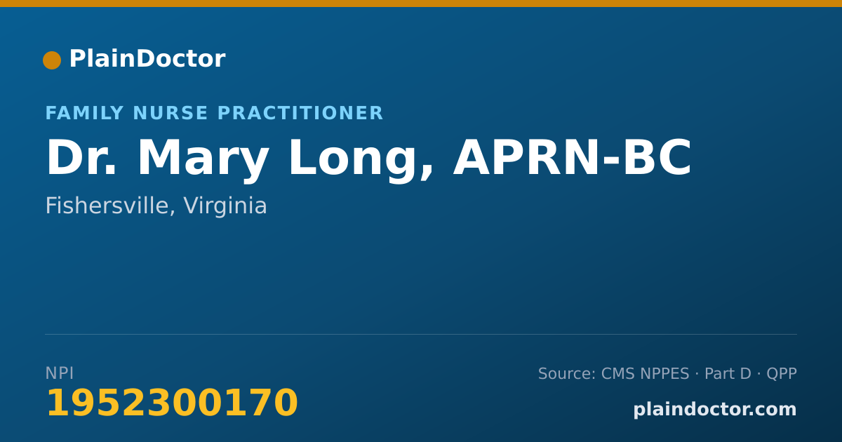 Shareable card for Mary Long, APRN-BC - Family Nurse Practitioner, Fishersville, VA