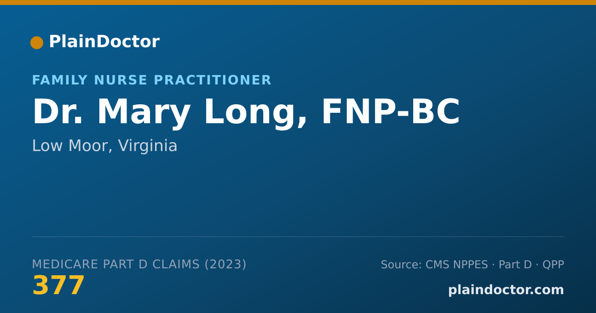 Shareable card for Mary Long, FNP-BC - Family Nurse Practitioner, Low Moor, VA