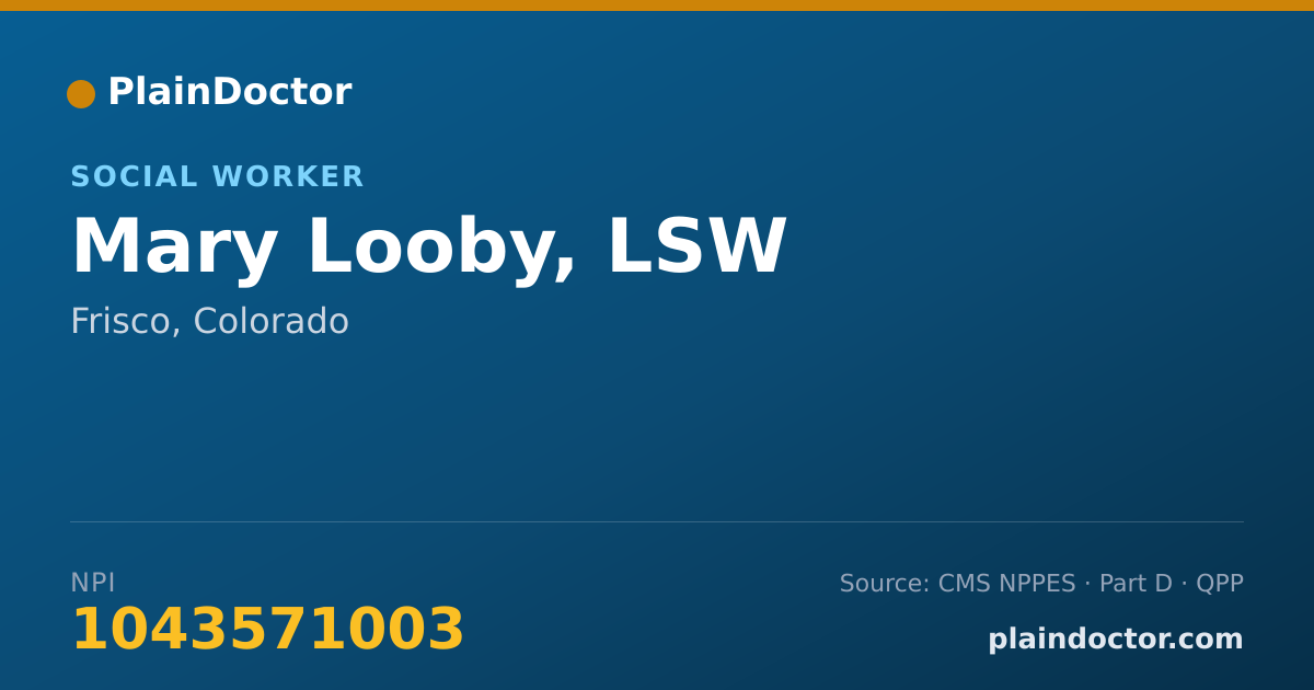 Shareable card for Mary Looby, LSW - Social Worker, Frisco, CO