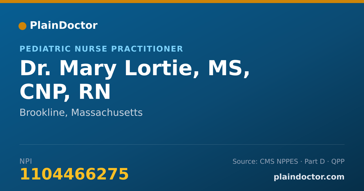 Shareable card for Mary Lortie, MS, CNP, RN - Pediatric Nurse Practitioner, Brookline, MA