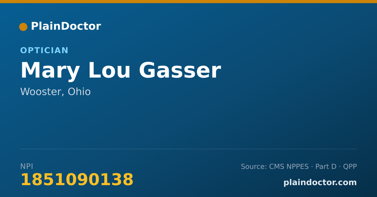 Shareable card for Mary Lou Gasser - Optician, Wooster, OH