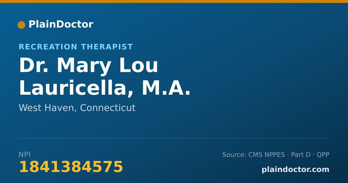 Shareable card for Mary Lou Lauricella, M.A. - Recreation Therapist, West Haven, CT