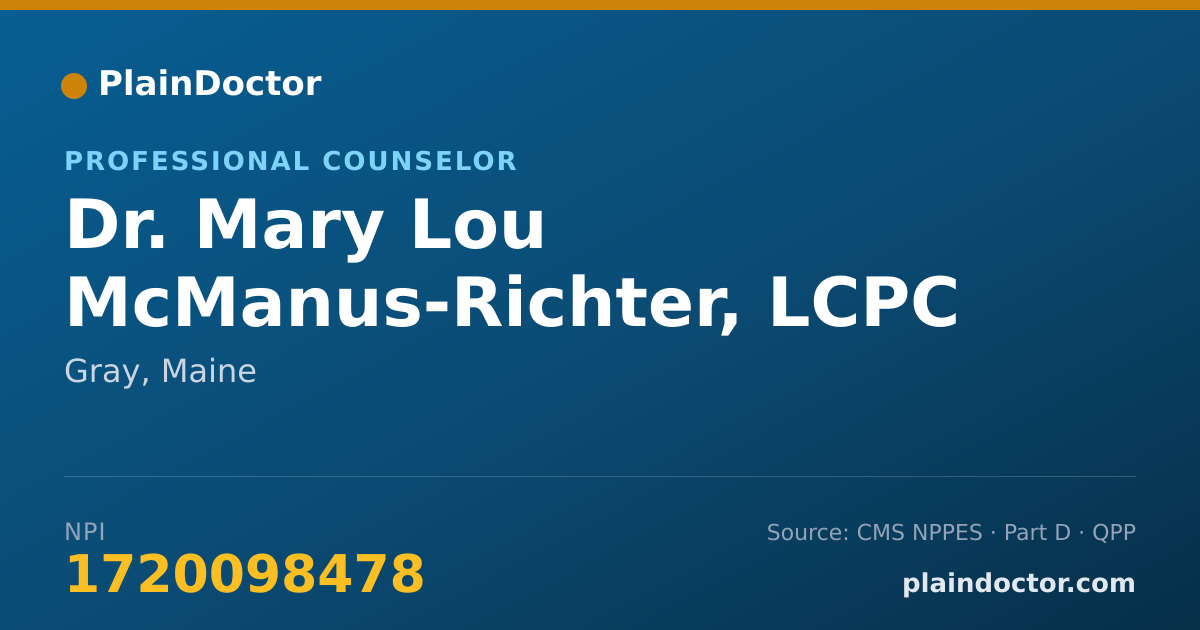 Shareable card for Mary Lou McManus-Richter, LCPC - Professional Counselor, Gray, ME