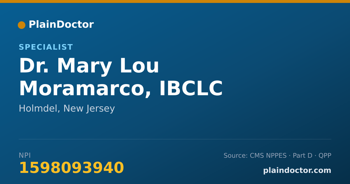 Shareable card for Mary Lou Moramarco, IBCLC - Specialist, Holmdel, NJ
