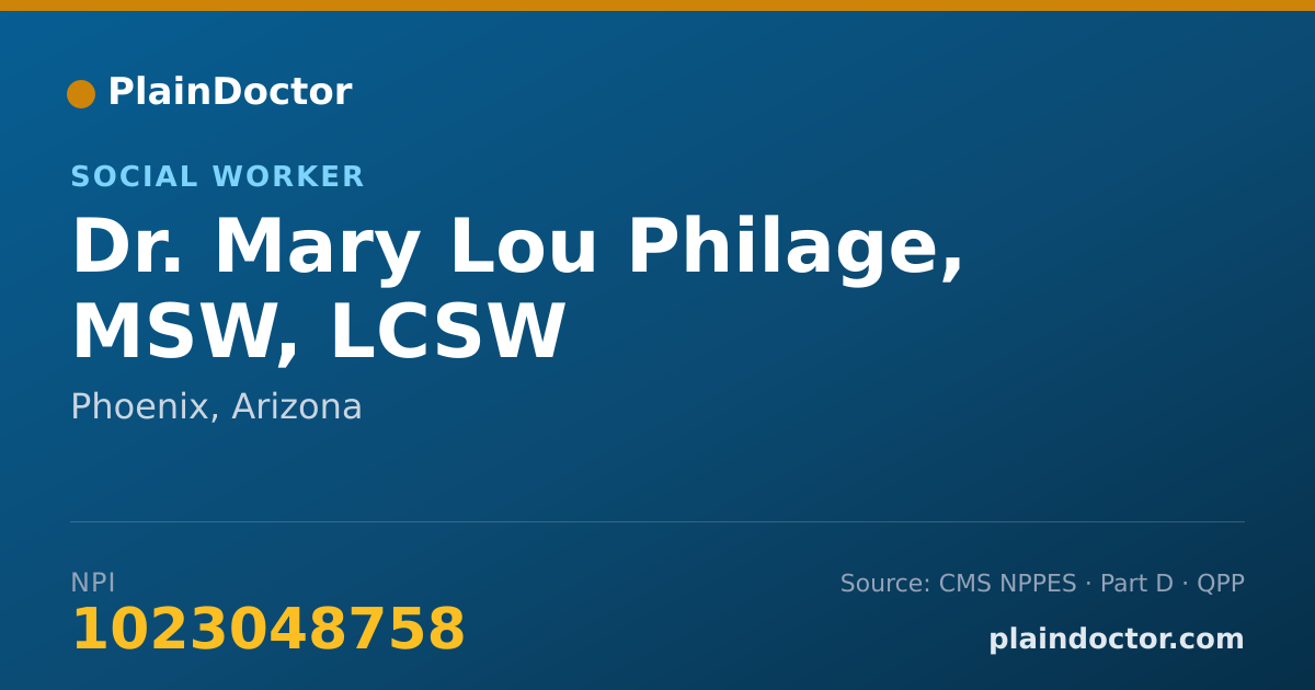 Shareable card for Mary Lou Philage, MSW, LCSW - Social Worker, Phoenix, AZ