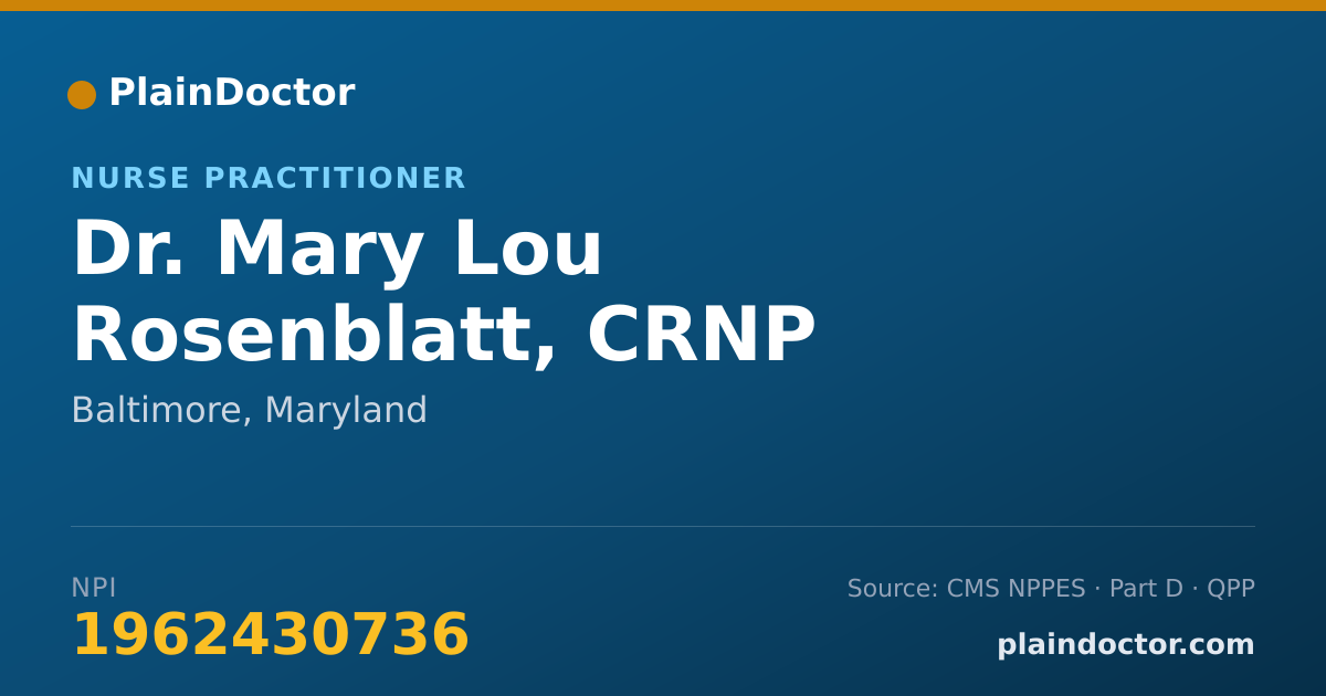 Shareable card for Mary Lou Rosenblatt, CRNP - Nurse Practitioner, Baltimore, MD