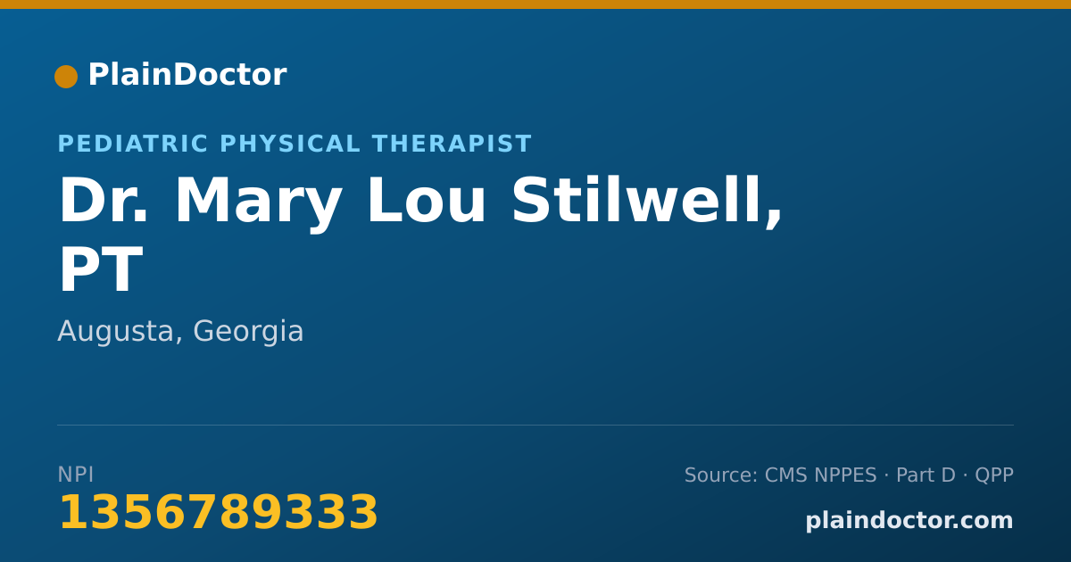 Shareable card for Mary Lou Stilwell, PT - Pediatric Physical Therapist, Augusta, GA