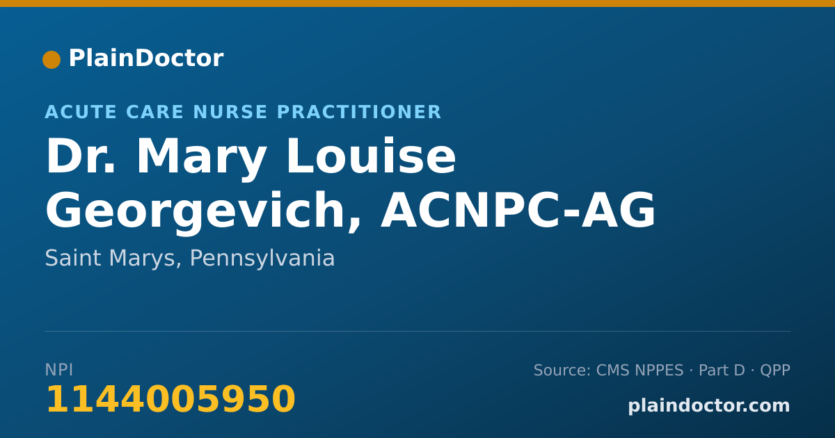 Shareable card for Mary Louise Georgevich, ACNPC-AG - Acute Care Nurse Practitioner, Saint Marys, PA