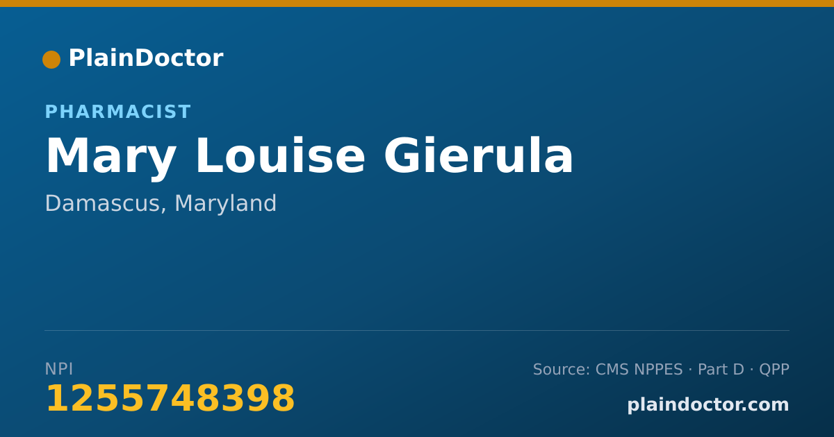 Shareable card for Mary Louise Gierula - Pharmacist, Damascus, MD