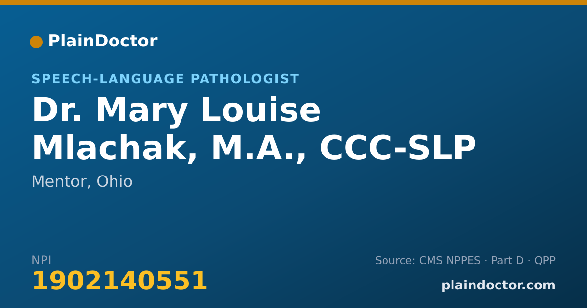 Shareable card for Mary Louise Mlachak, M.A., CCC-SLP - Speech-Language Pathologist, Mentor, OH