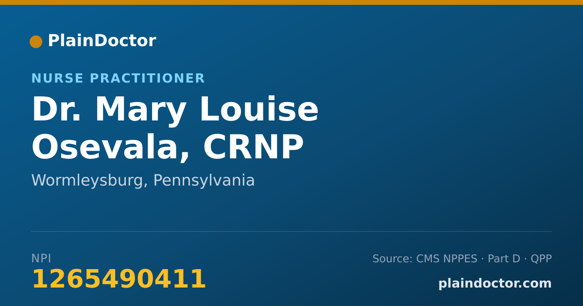 Shareable card for Mary Louise Osevala, CRNP - Nurse Practitioner, Wormleysburg, PA