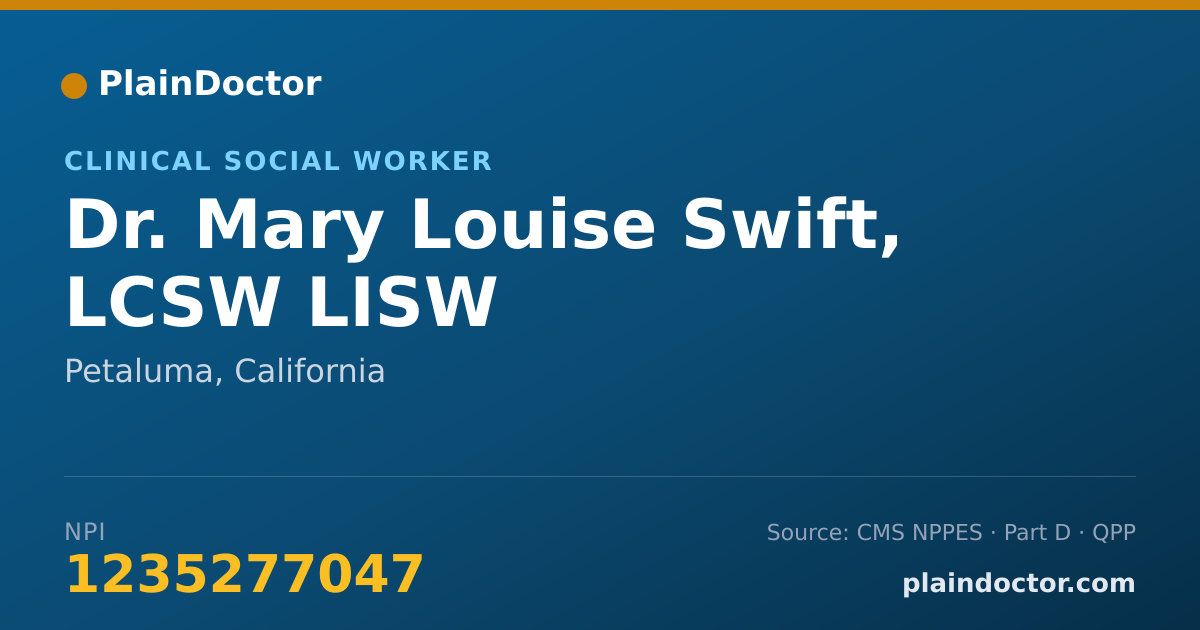 Shareable card for Mary Louise Swift, LCSW LISW - Clinical Social Worker, Petaluma, CA