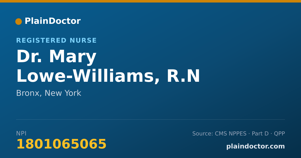 Shareable card for Mary Lowe-Williams, R.N - Registered Nurse, Bronx, NY