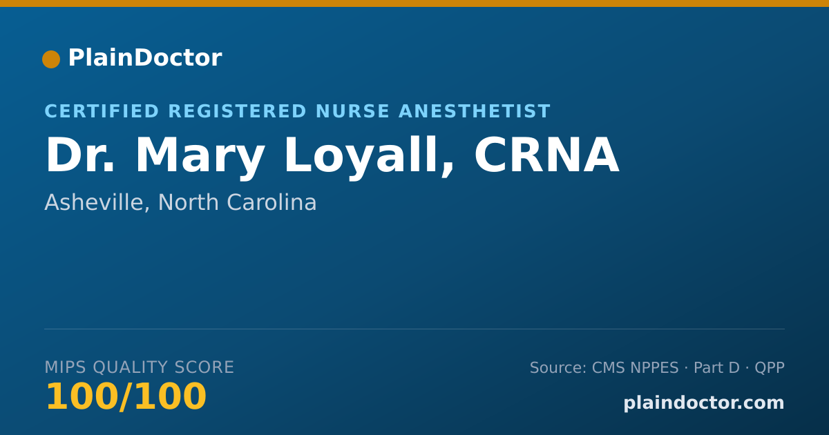 Shareable card for Mary Loyall, CRNA - Certified Registered Nurse Anesthetist, Asheville, NC