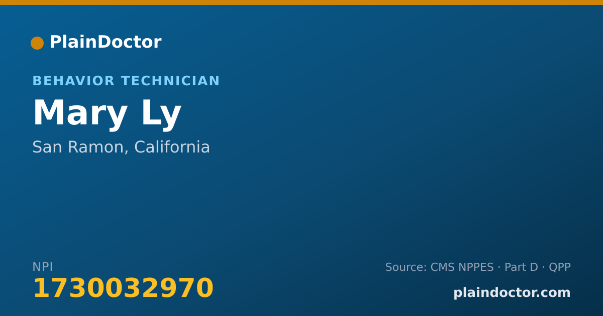 Shareable card for Mary Ly - Behavior Technician, San Ramon, CA