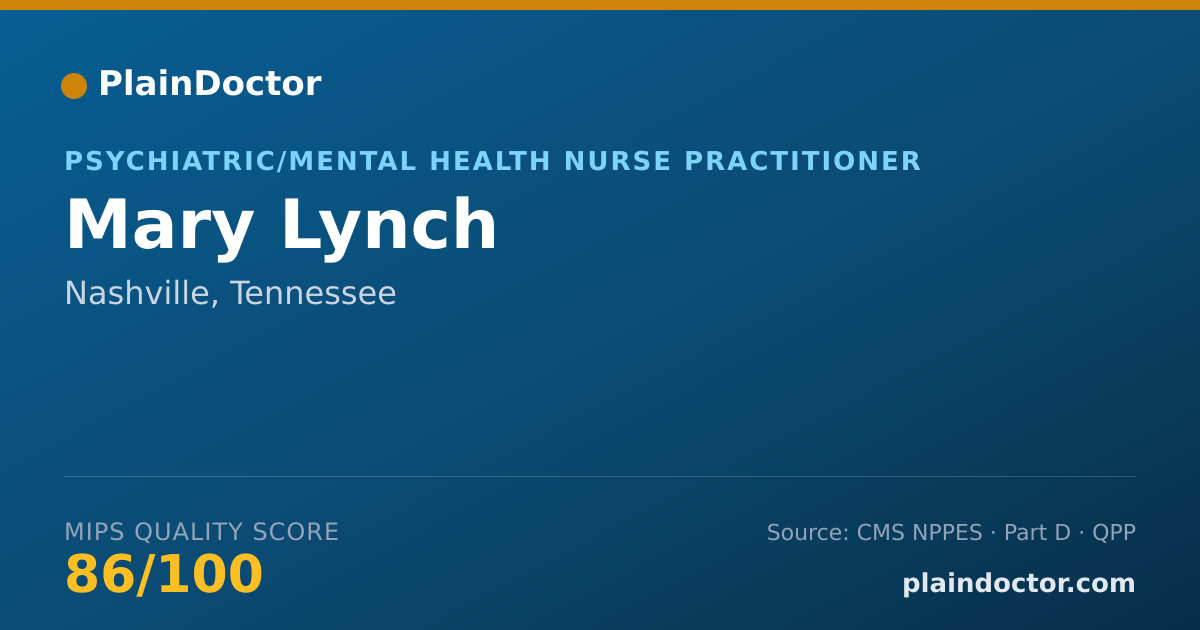 Shareable card for Mary Lynch - Psychiatric/Mental Health Nurse Practitioner, Nashville, TN