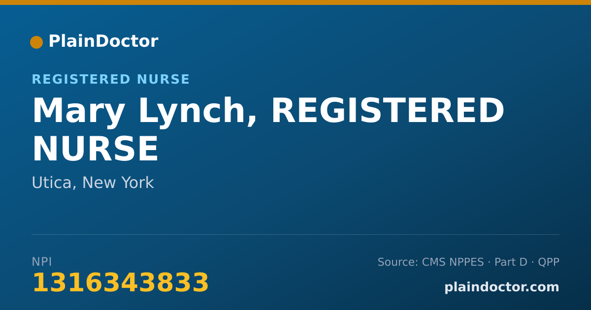 Shareable card for Mary Lynch, REGISTERED NURSE - Registered Nurse, Utica, NY