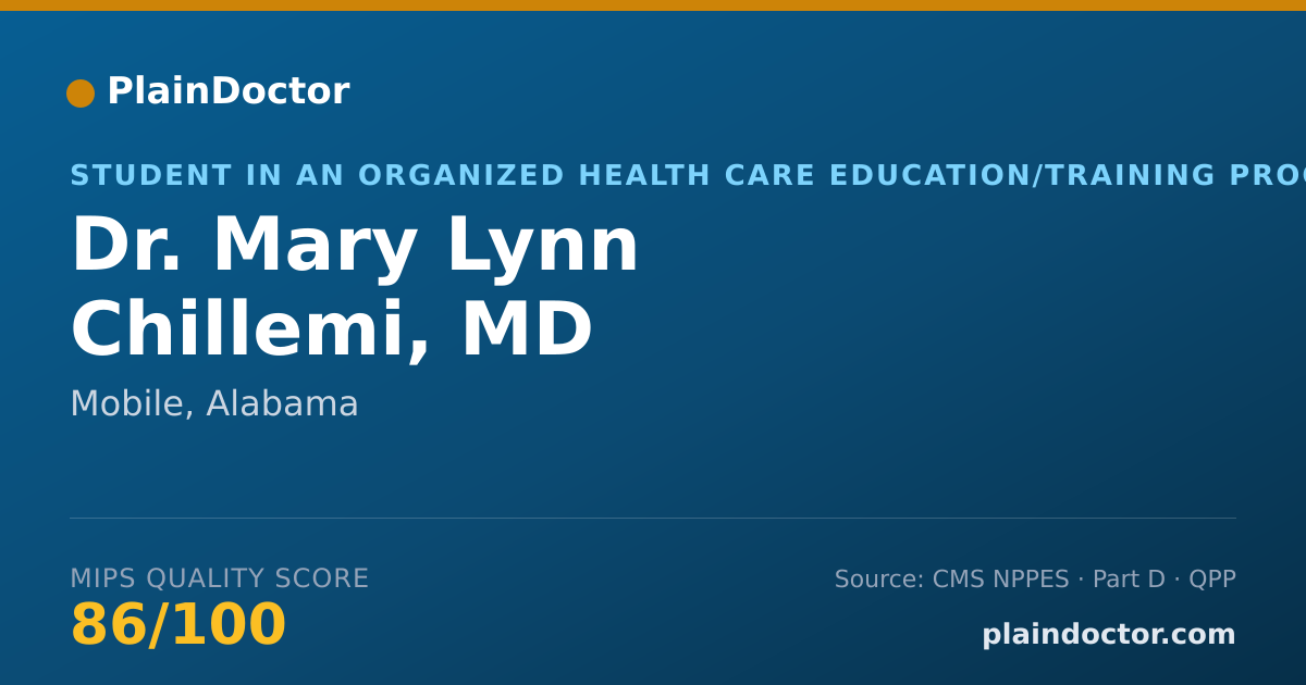 Shareable card for Mary Lynn Chillemi, MD - Student in an Organized Health Care Education/Training Program, Mobile, AL