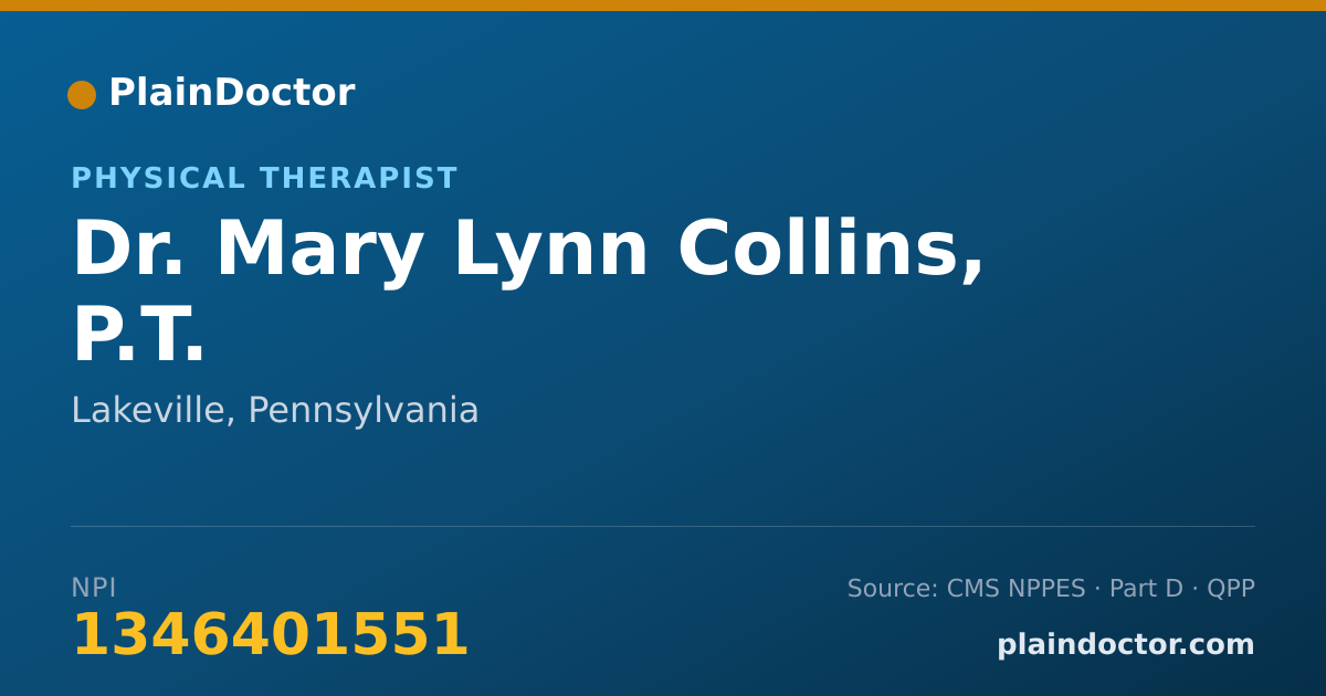 Shareable card for Mary Lynn Collins, P.T. - Physical Therapist, Lakeville, PA