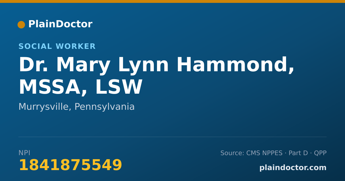 Shareable card for Mary Lynn Hammond, MSSA, LSW - Social Worker, Murrysville, PA