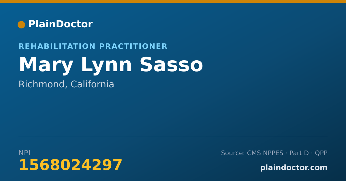 Shareable card for Mary Lynn Sasso - Rehabilitation Practitioner, Richmond, CA