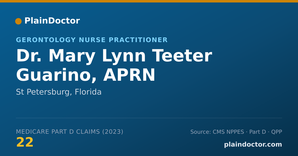 Shareable card for Mary Lynn Teeter Guarino, APRN - Gerontology Nurse Practitioner, St Petersburg, FL