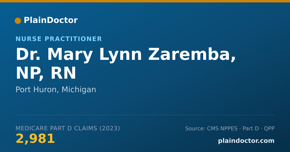 Shareable card for Mary Lynn Zaremba, NP, RN - Nurse Practitioner, Port Huron, MI