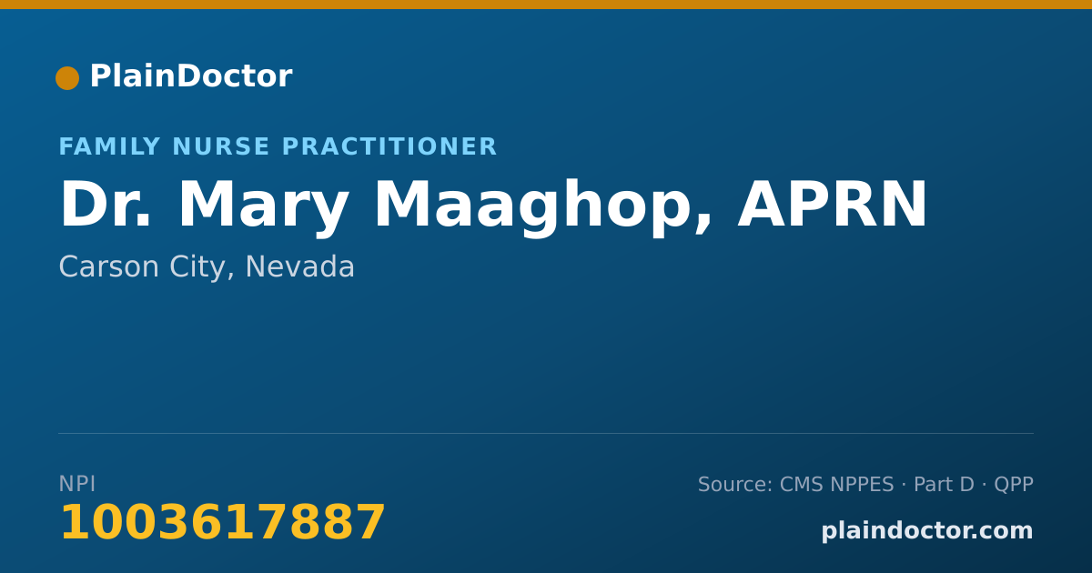 Shareable card for Mary Maaghop, APRN - Family Nurse Practitioner, Carson City, NV