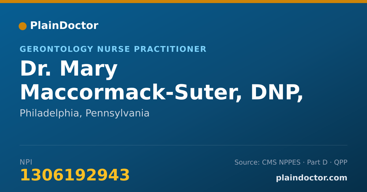 Shareable card for Mary Maccormack-Suter, DNP, CRNP, AACC - Gerontology Nurse Practitioner, Philadelphia, PA