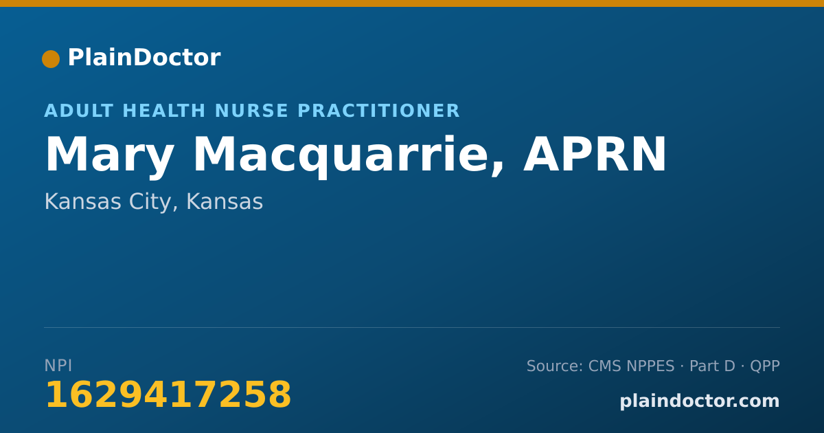 Shareable card for Mary Macquarrie, APRN - Adult Health Nurse Practitioner, Kansas City, KS