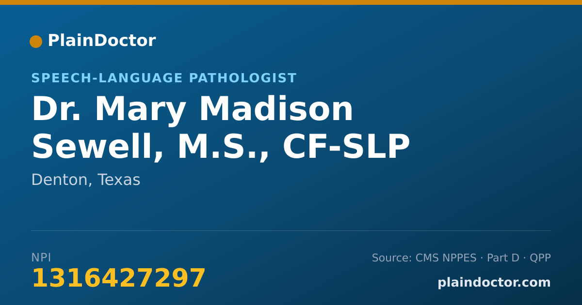 Shareable card for Mary Madison Sewell, M.S., CF-SLP - Speech-Language Pathologist, Denton, TX