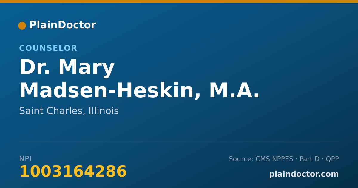 Shareable card for Mary Madsen-Heskin, M.A. - Counselor, Saint Charles, IL