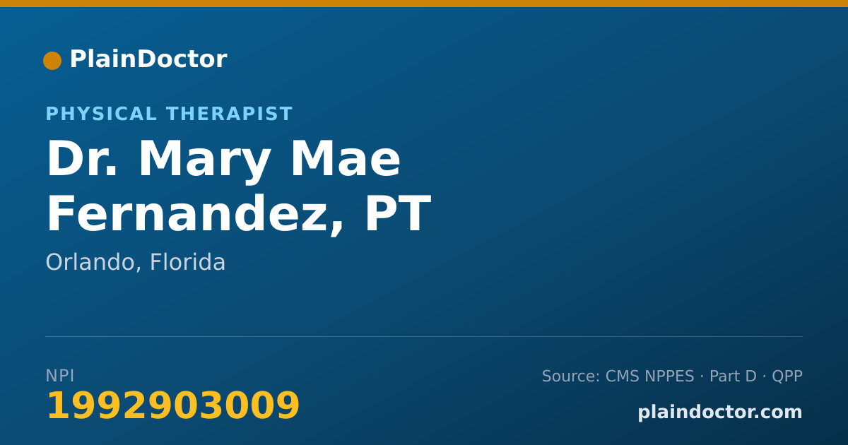 Shareable card for Mary Mae Fernandez, PT - Physical Therapist, Orlando, FL
