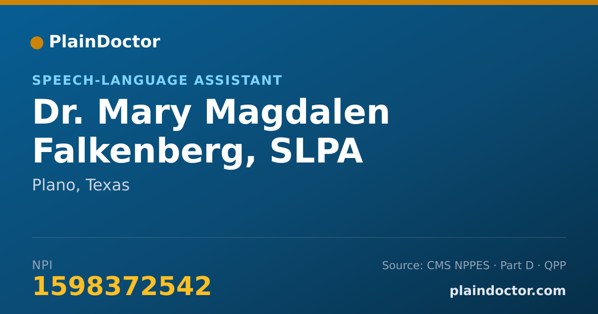 Shareable card for Mary Magdalen Falkenberg, SLPA - Speech-Language Assistant, Plano, TX