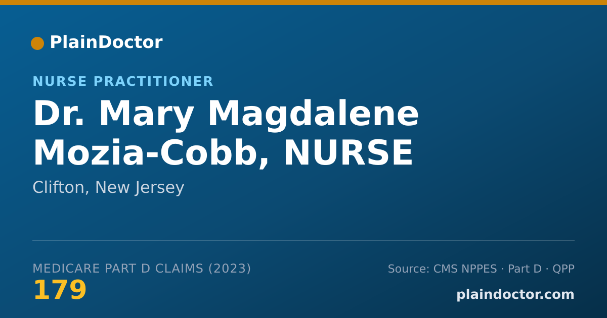 Shareable card for Mary Magdalene Mozia-Cobb, NURSE PRACTITIONER - Nurse Practitioner, Clifton, NJ