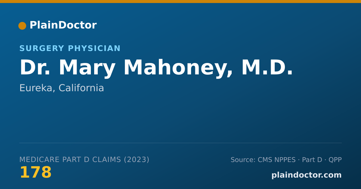 Shareable card for Mary Mahoney, M.D. - Surgery Physician, Eureka, CA