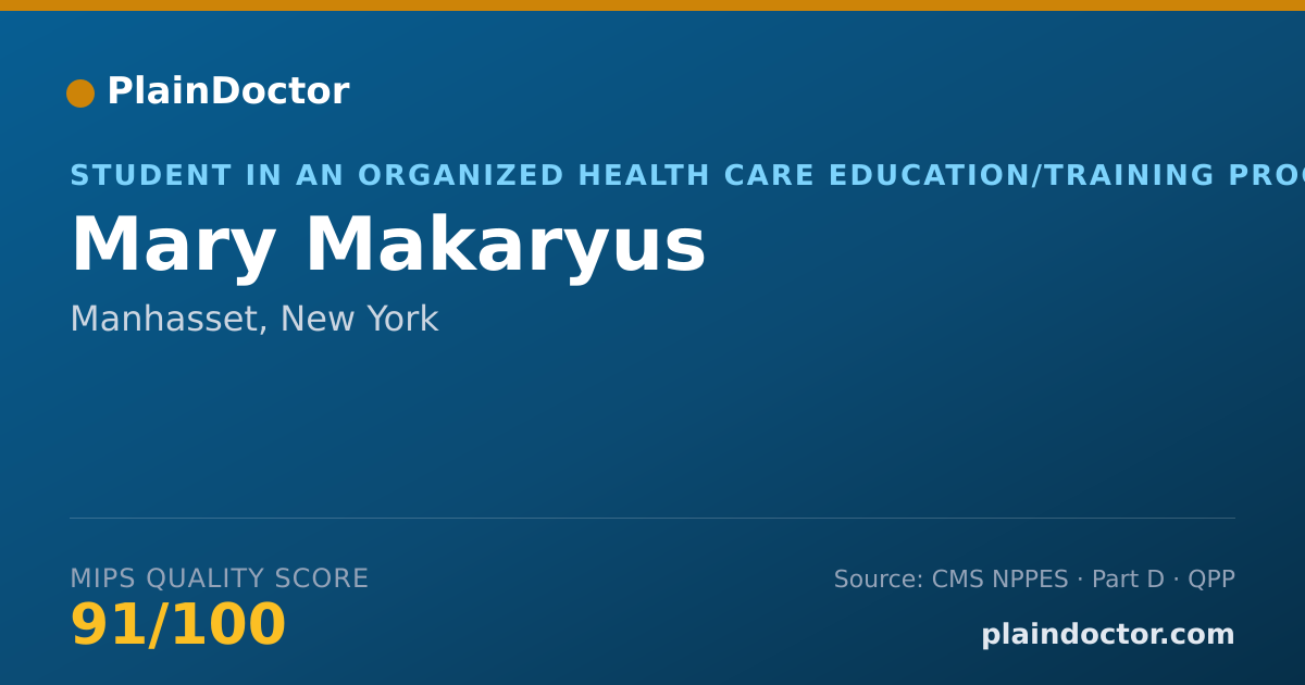 Shareable card for Mary Makaryus - Student in an Organized Health Care Education/Training Program, Manhasset, NY