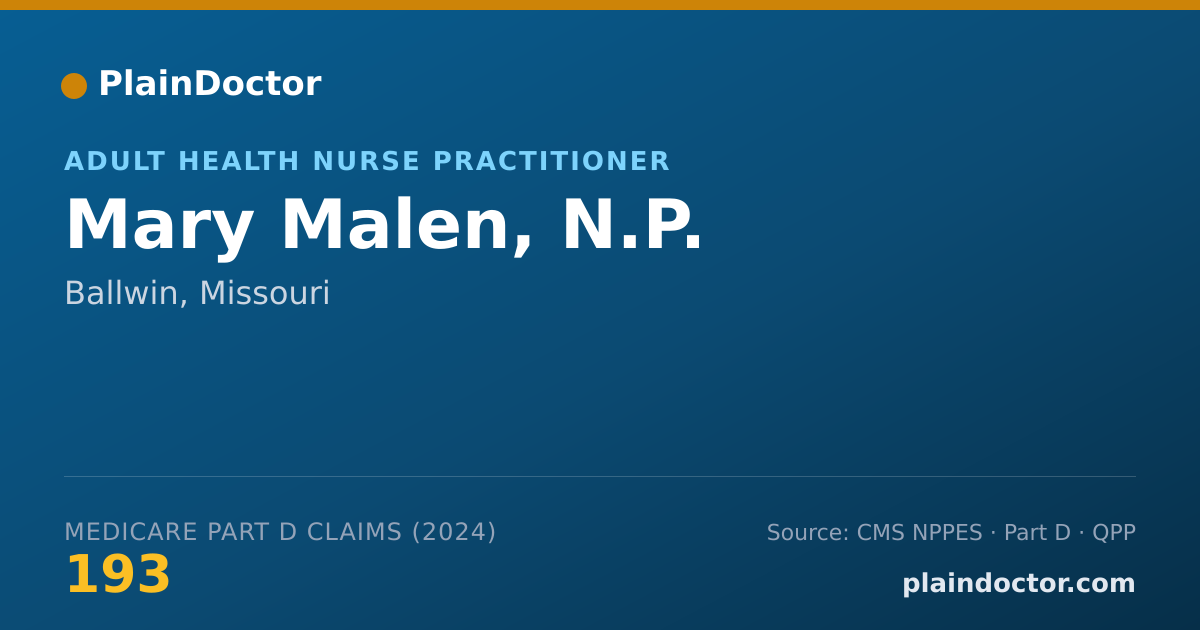 Shareable card for Mary Malen, N.P. - Adult Health Nurse Practitioner, Ballwin, MO